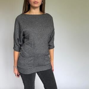 BCBG Maxazria Grey Knit Sweater w/ Pockets